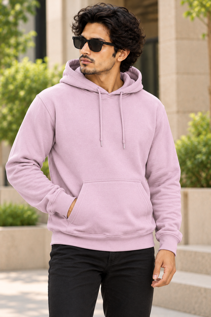 Pastel Pink Regular Fit Hoodie | 300 GSM 100% Cotton Brushed Fleece