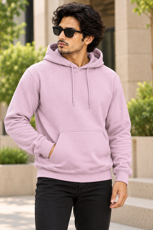Pastel Pink Regular Fit Hoodie | 300 GSM 100% Cotton Brushed Fleece