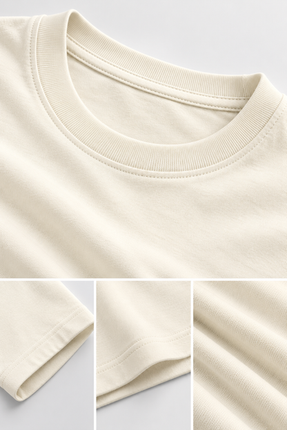 Solid Off-White Plain T-Shirt | Minimalist Unisex Casual Wear
