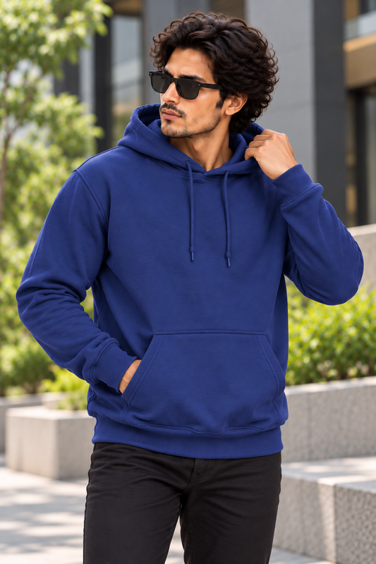 Royale Blue Regular Fit Hoodie | 300 GSM 100% Cotton Brushed Fleece (Copy)