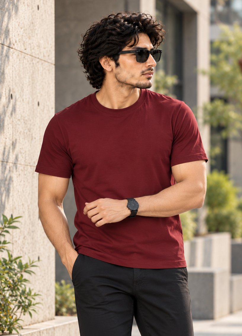 Solid Red Plain T-Shirt | Minimalist Unisex Casual Wear