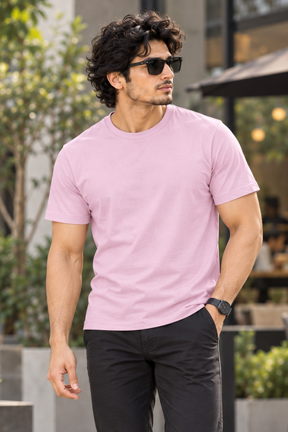 Solid Light Pink Plain T-Shirt | Minimalist Unisex Casual Wear