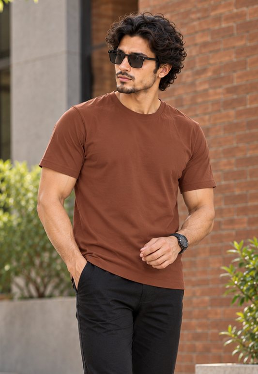 Solid Copper Plain T-Shirt | Minimalist Unisex Casual Wear