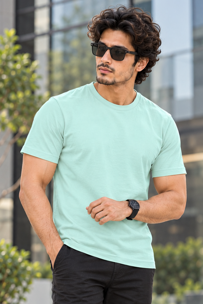 Solid Mint Plain T-Shirt | Minimalist Unisex Casual Wear