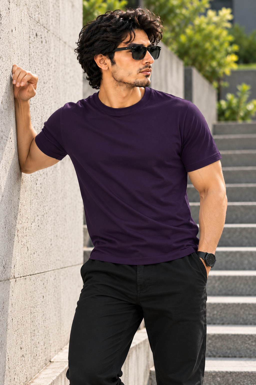 Solid Purple Plain T-Shirt | Minimalist Unisex Casual Wear