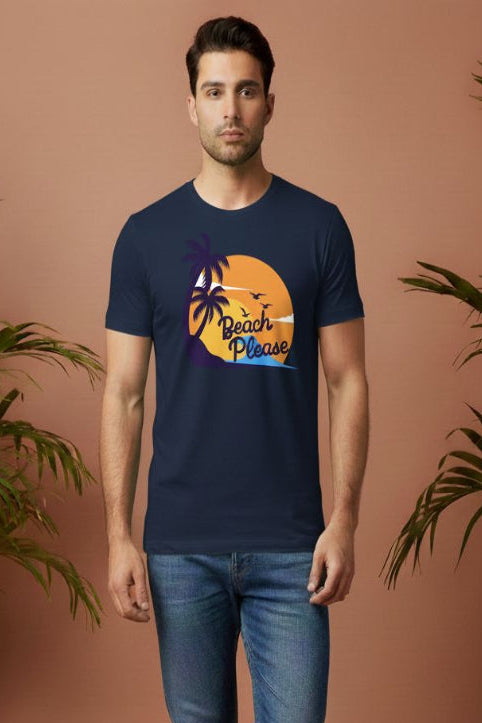 Beach Please Half Sleeves T-Shirt | Summer Casual Tee