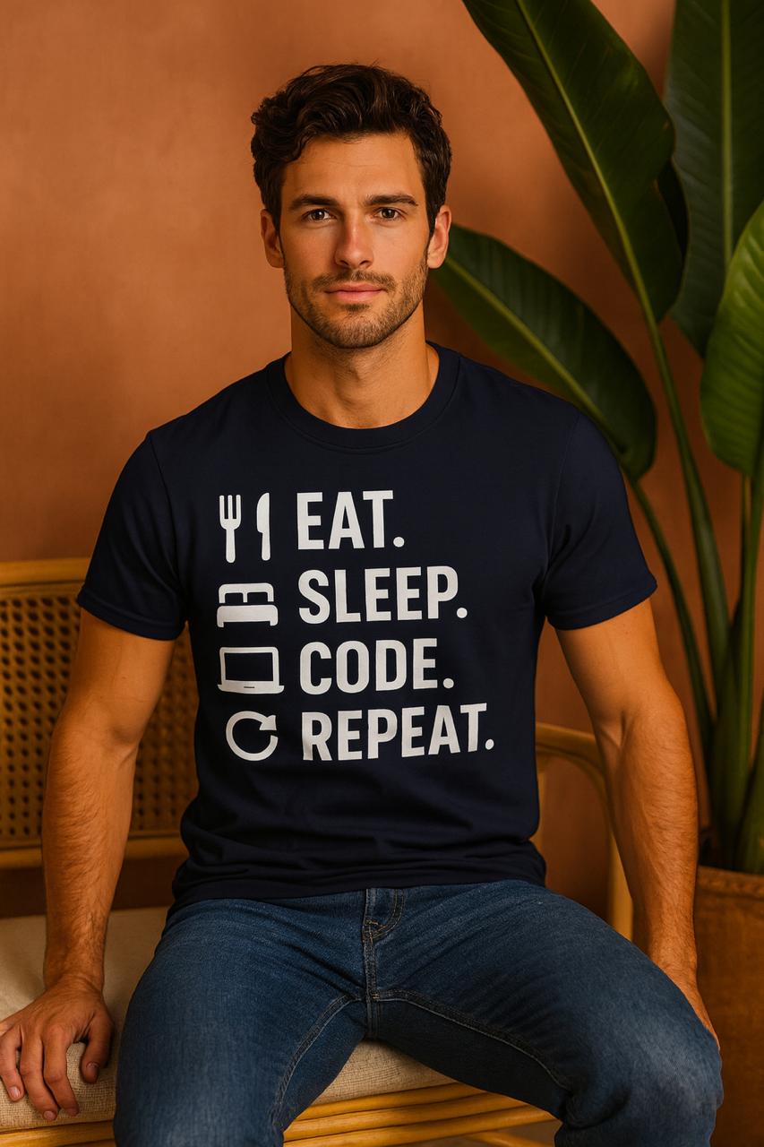 Eat Sleep Code T-Shirt | Programmer & Developer Half Sleeves Tee