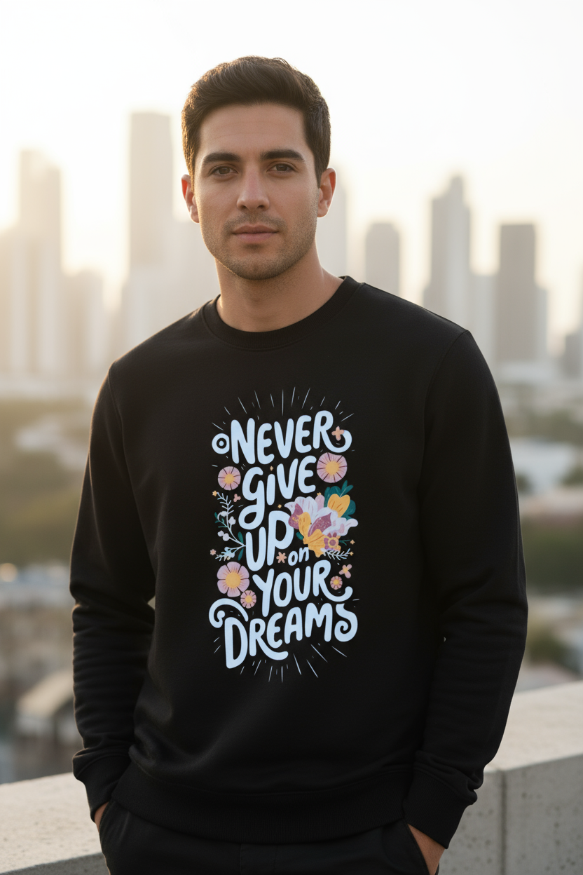 Never Give Up Dream Sweatshirt | Motivational Quote Unisex Streetwear