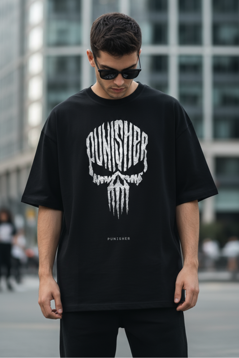 Punisher Oversized T-Shirt | Marvel Antihero Graphic Unisex Streetwear