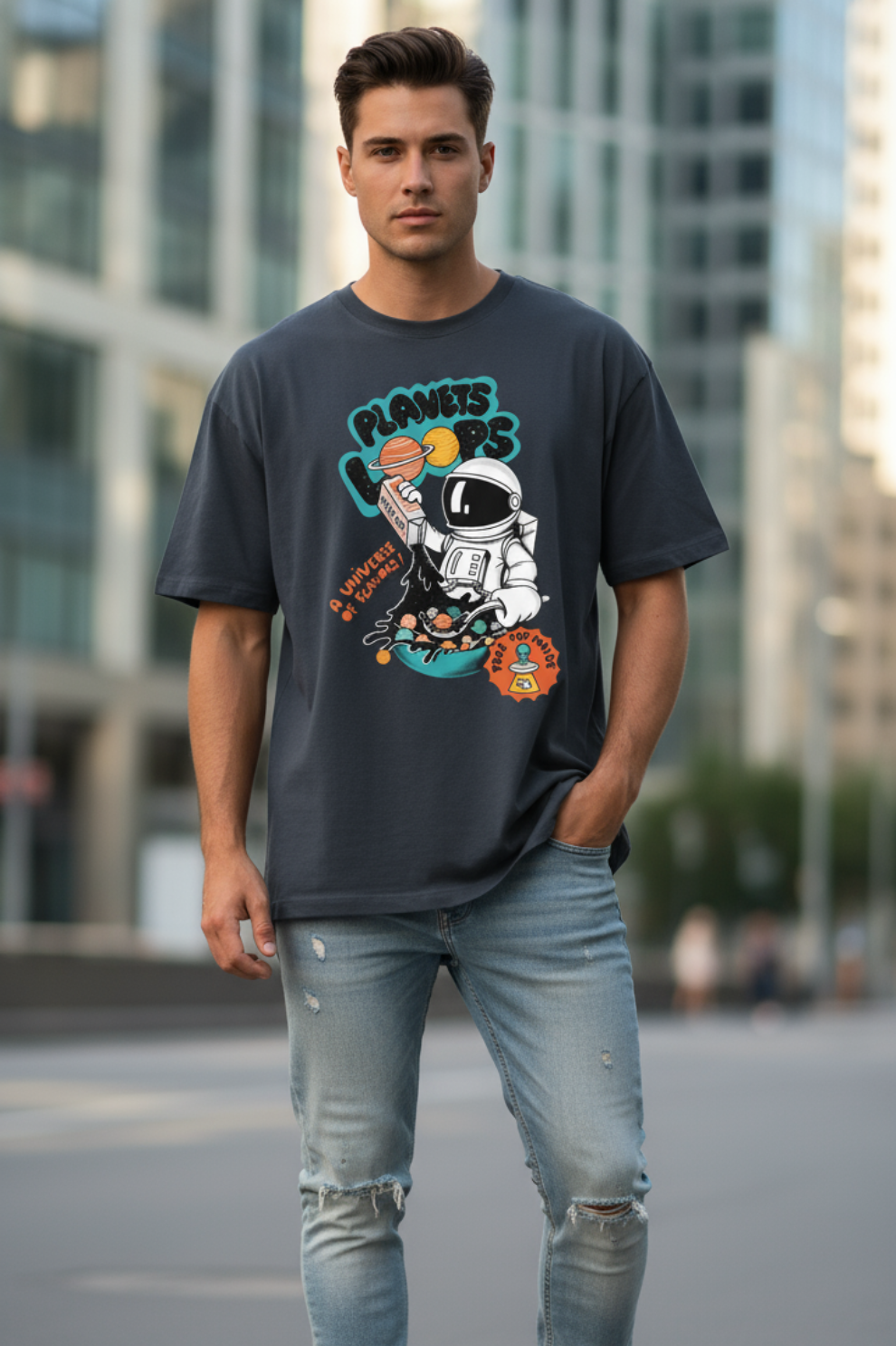 Planet Loops Oversized T-Shirt | Space & Galaxy Graphic Unisex Streetwear