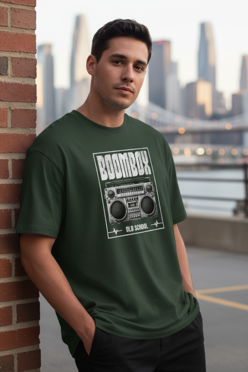 Boombox Oversized T-Shirt | Retro Music Graphic Unisex Streetwear