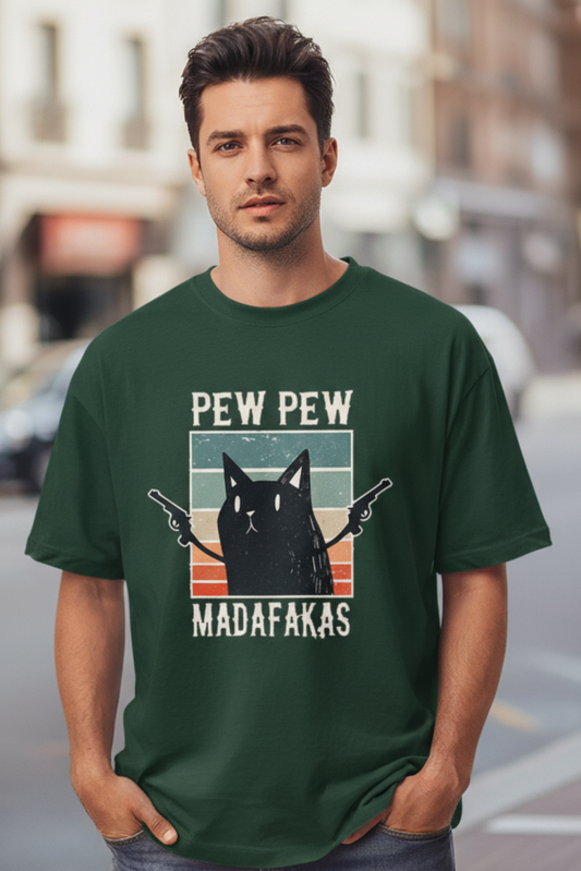 Pew Pew Oversized T-Shirt | Funny Sci-Fi Graphic Unisex Streetwear