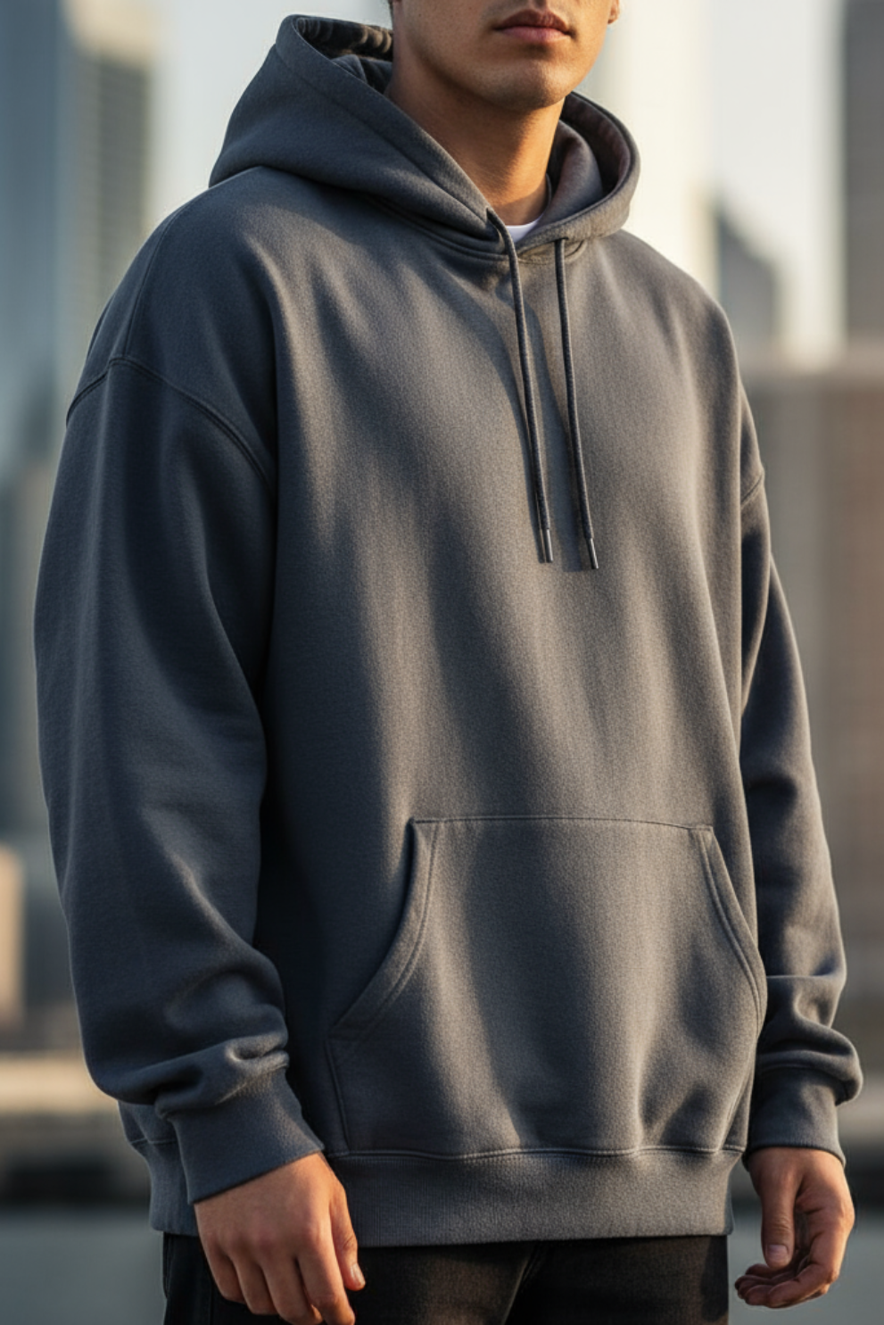 Dark Grey Plain Oversized Hoodie | Minimal Classic Unisex Streetwear