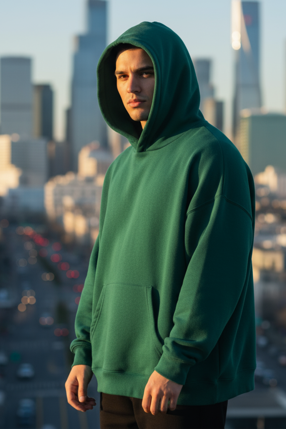 Dark Green Plain Oversized Hoodie | Earthy Minimal Unisex Streetwear