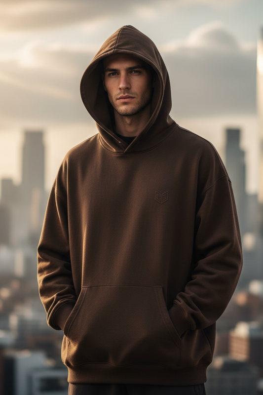 Brown Plain Oversized Hoodie | Minimal Earth Tone Unisex Streetwear