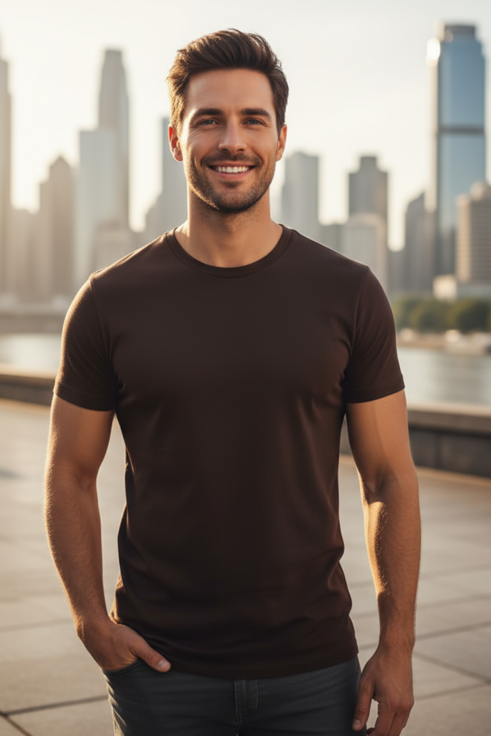 Brown Plain T-Shirt | Earth Tone Minimal Unisex Streetwear