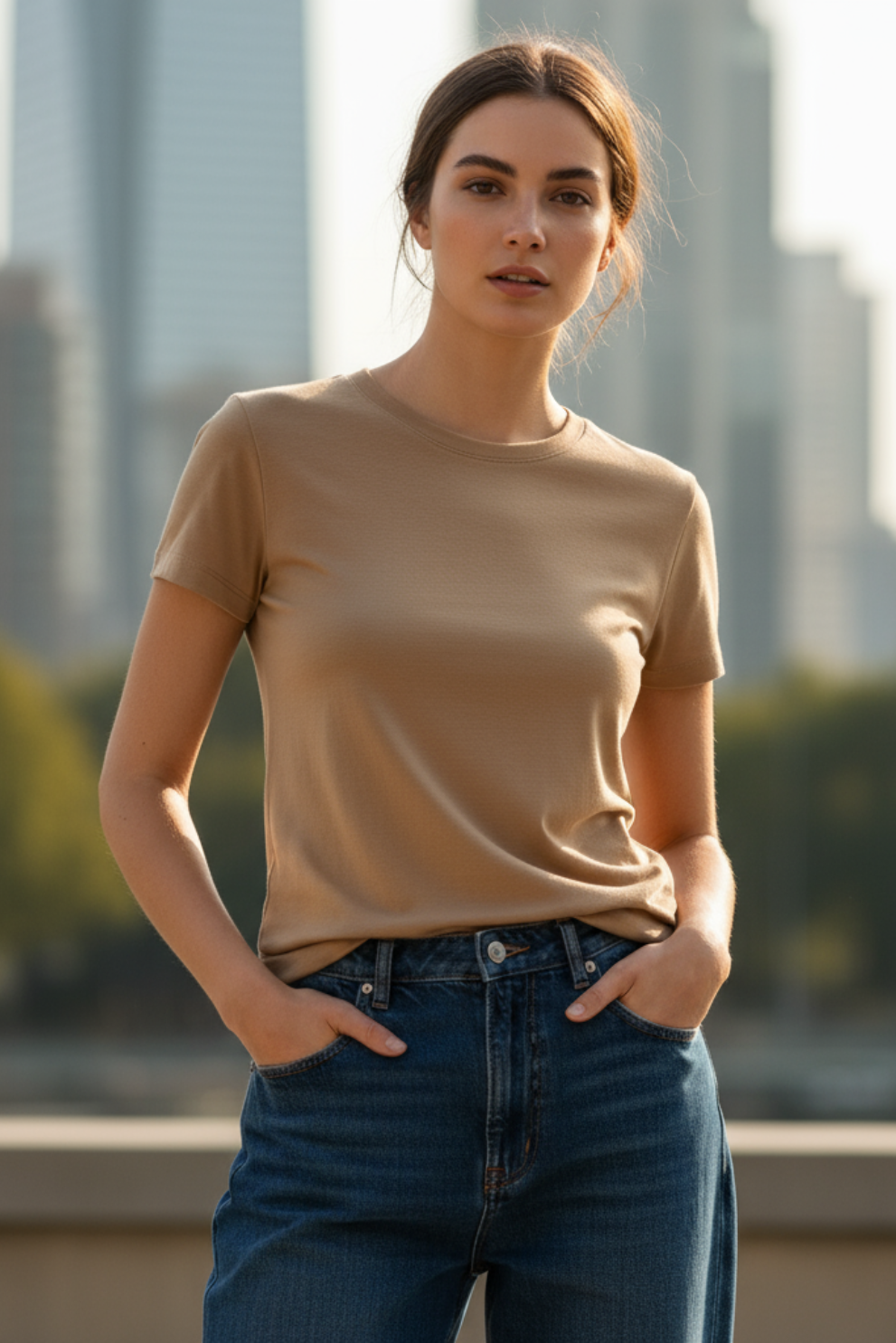 Plain Beige T-Shirt | Neutral Minimal Unisex Streetwear