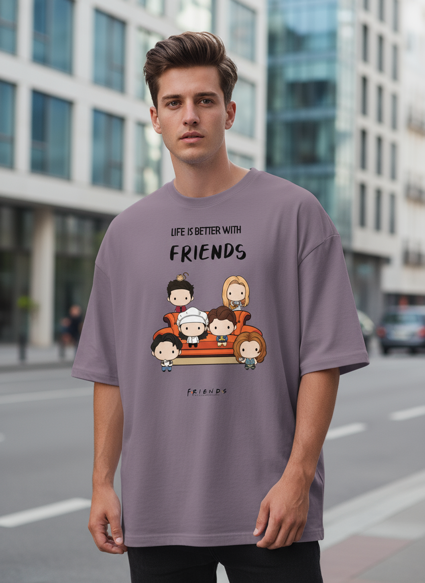 Life is Better with Friends Oversized T-Shirt | Friendship Quote Unisex Streetwear