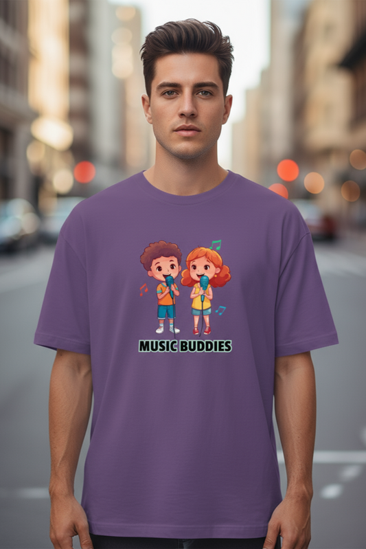 Music Buddies Oversized T-Shirt | Friendship & Music Unisex Streetwear