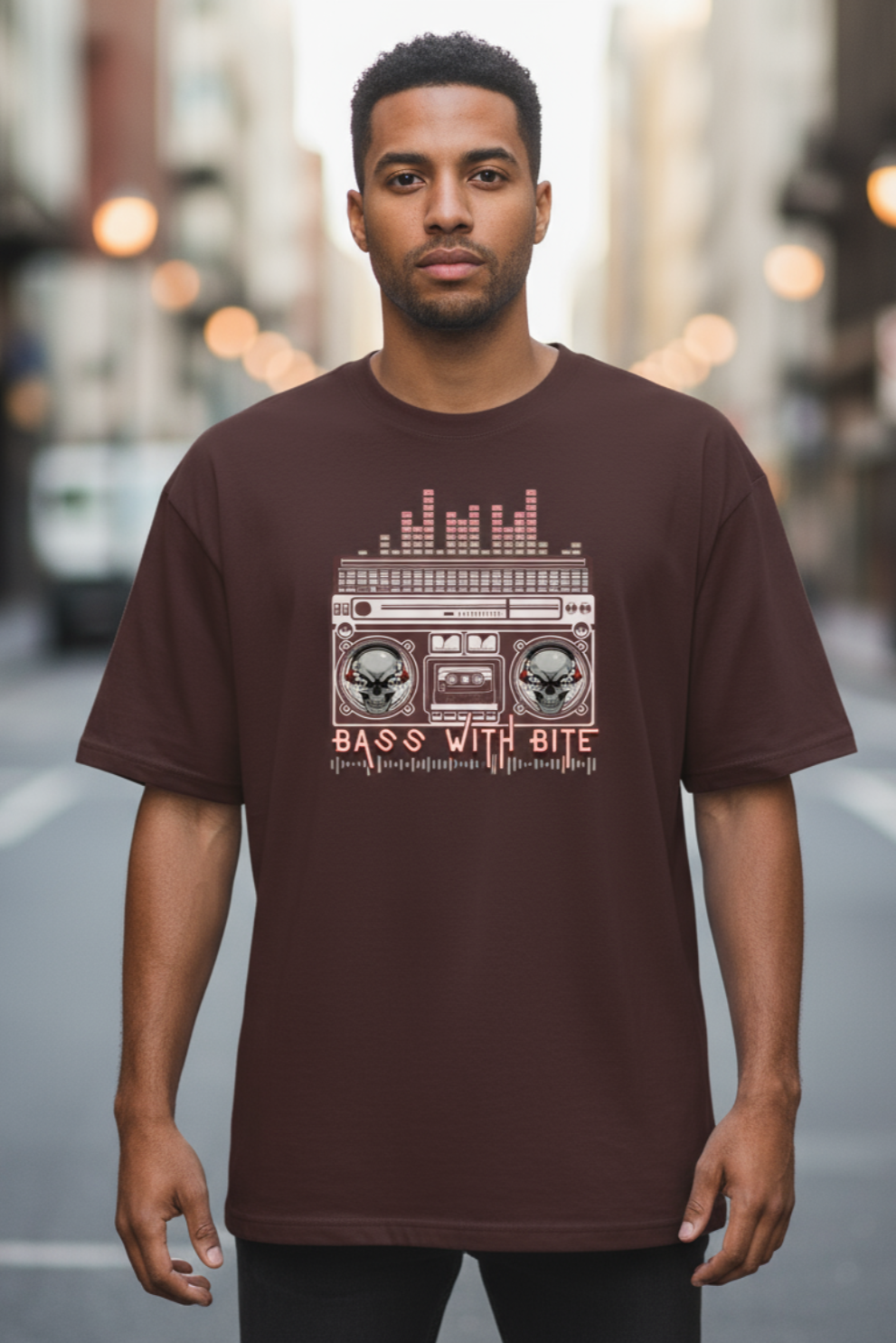 Bass With Bite Oversized T-Shirt | Music & Guitar Graphic Streetwear