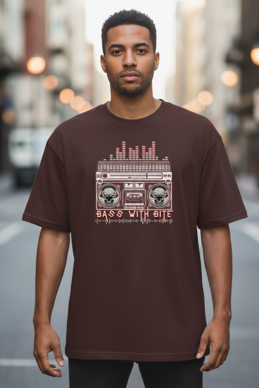 Bass With Bite Oversized T-Shirt | Music & Guitar Graphic Streetwear