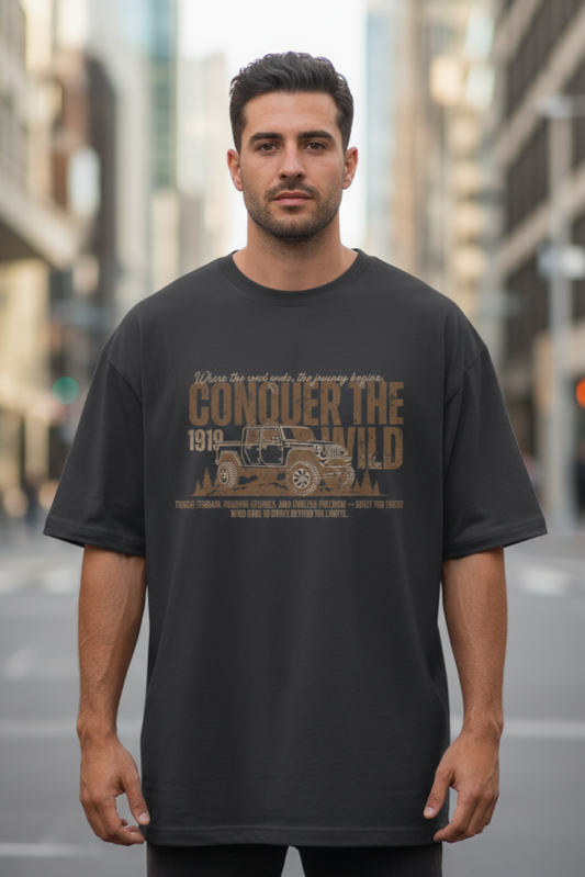 Conquer the Wild Oversized T-Shirt | Adventure & Outdoor Unisex Streetwear