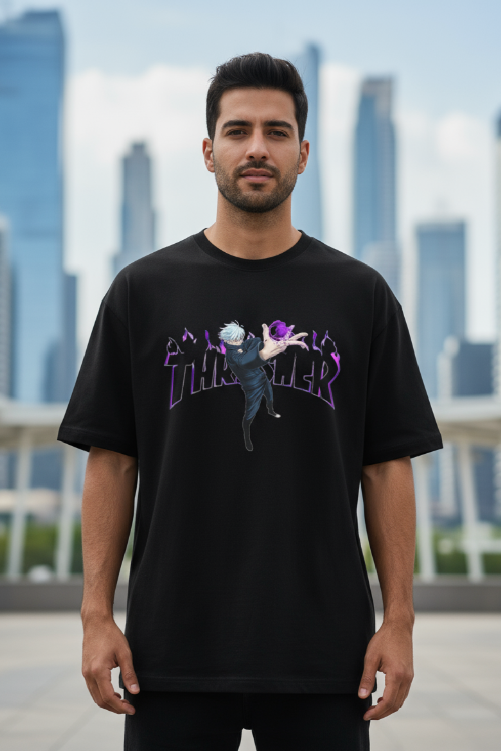 Thrasher Anime Oversized T-Shirt | Anime Graphic Unisex Streetwear