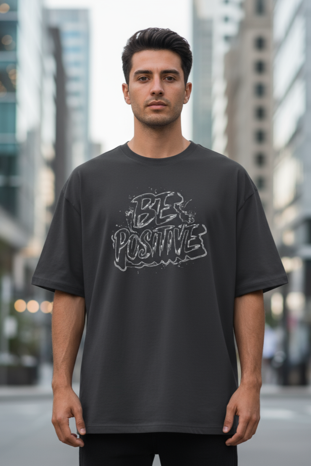 Be Positive Oversized T-Shirt | Motivational Quote Unisex Streetwear